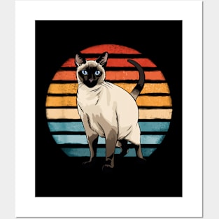 Siamese Cat Vintage Sunset Retro Kitten Cat Owner Posters and Art